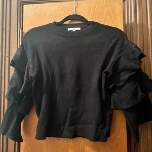 Asilio Material Girl Top Black ruffle sleeve sweater.